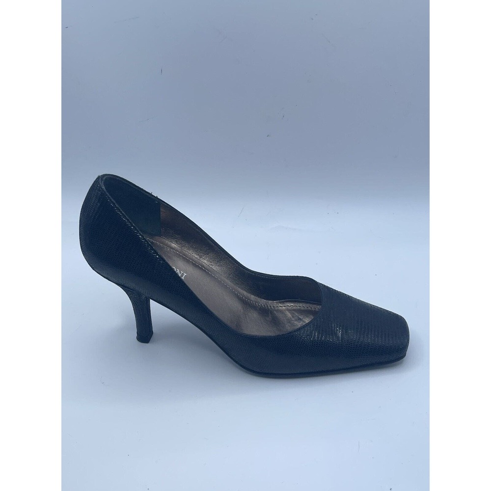 Rangoni Leather Italy Shoes Womens Black Size 6 Pump Heels Snake Classic Slip-On